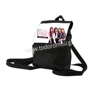 Τσάντα backpack BLACK PINK μαύρη με λευκό καπάκι