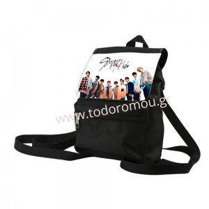 Τσάντα backpack Stray Kids μαύρη με λευκό καπάκι